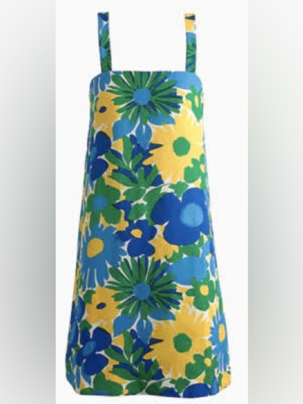 J. Crew Blue, Yellow & Green Floral Mini shift Dress 2p EUC